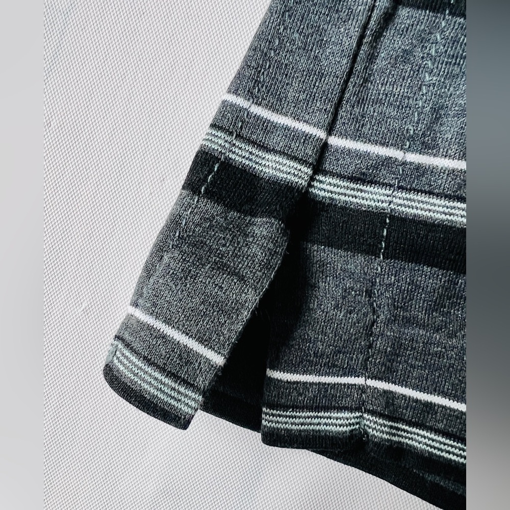 Vintage Lanvin Paris polo shirt striped cotton Grey black quarter Zip logo XXL - Picture 9 of 11